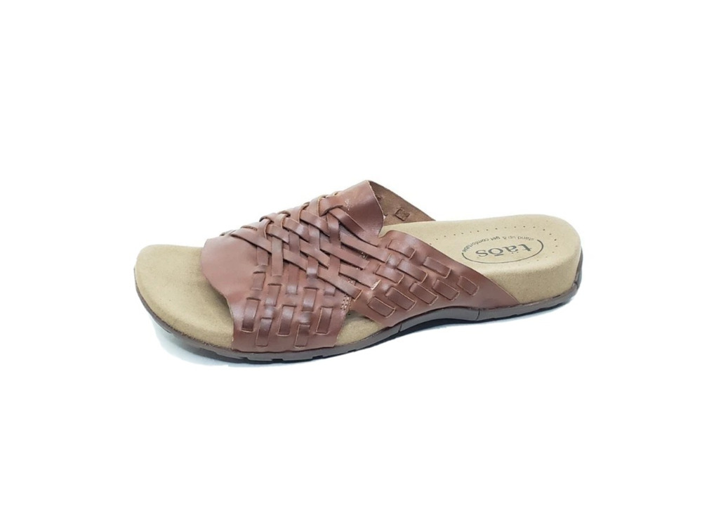 Taos Guru Womens Woven Slide Sandals Brown Leather Open Toe Size 11